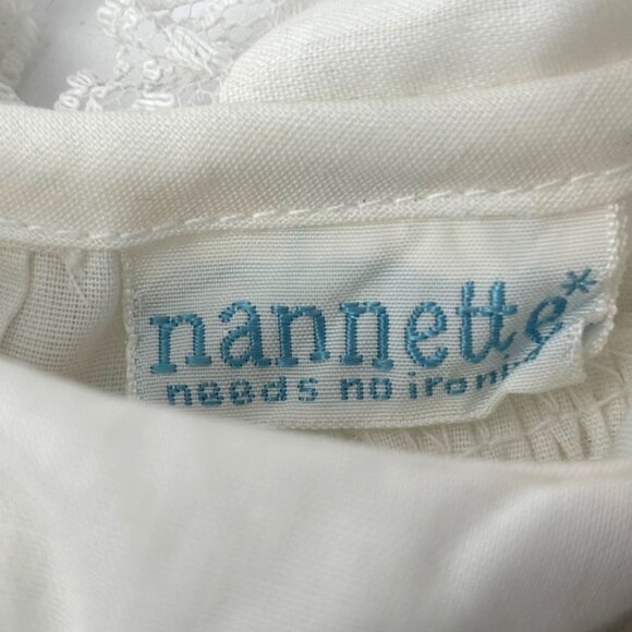 Vintage Nannette Baby Dress Hand Embroidered Pink Flowers Lace Collar 12” - Picture 4 of 6